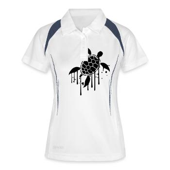 stempel graffiti tropfen farbe muster tattoo unter - Frauen Polo atmungsaktiv - Weiß/Navy - Vorne