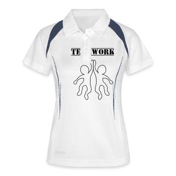 teamwork_01 - Frauen Polo atmungsaktiv - Weiß/Navy - Vorne