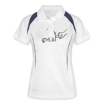 Katze Fist Pump Brofist - Frauen Polo atmungsaktiv - Weiß/Navy - Vorne