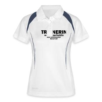 trainerin - Frauen Polo atmungsaktiv - Weiß/Navy - Vorne