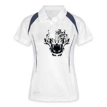 Tiger Face 2 - Frauen Polo atmungsaktiv - Weiß/Navy - Vorne