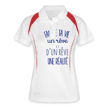 citation bonheur - Polo respirant Femme - blanc/marine - Devant