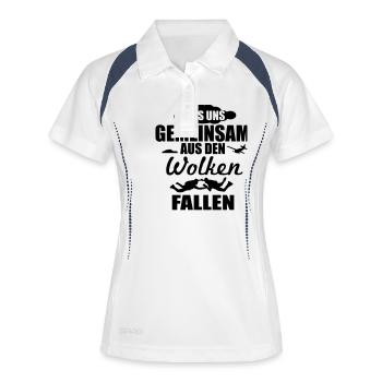 Lass uns gemeinsam aus den Wolken fallen - Frauen Polo atmungsaktiv - Weiß/Navy - Vorne