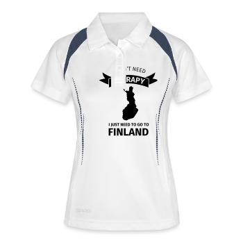 I don't neet therapy I just need to go to Finland - Frauen Polo atmungsaktiv - Weiß/Navy - Vorne