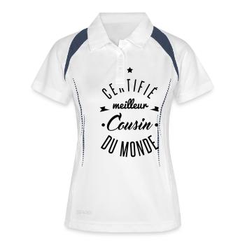 meilleur cousin - Polo respirant Femme - blanc/marine - Devant
