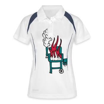 Grill - Frauen Polo atmungsaktiv - Weiß/Navy - Vorne