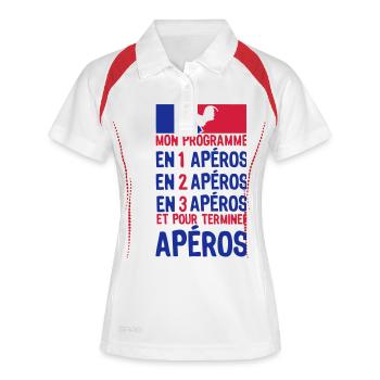 apero alcool election gouvernement progr - Polo respirant Femme - blanc/marine - Devant