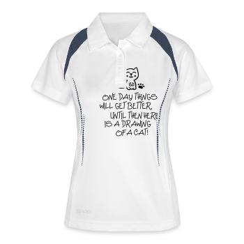 ONE DAY THINGS WILL GET BETTER... - Katze - Cat - Polo respirant Femme - blanc/marine - Devant