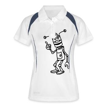 Attention cool drôle de robot fun comique - Polo respirant Femme - blanc/marine - Devant