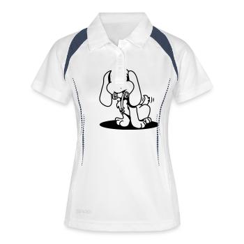 Hund jung süss gassi hundeleine - Frauen Polo atmungsaktiv - Weiß/Navy - Vorne