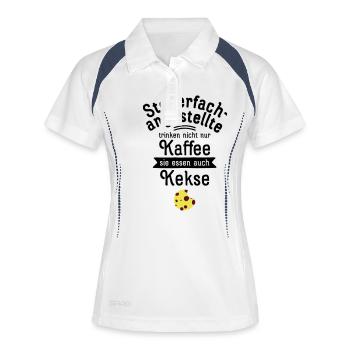 Steuerfachangestellte Trinken Nicht Nur Kaffee... - Frauen Polo atmungsaktiv - Weiß/Navy - Vorne