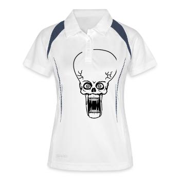 kopf gesicht böse hässlich ekelig tentakel monster - Frauen Polo atmungsaktiv - Weiß/Navy - Vorne