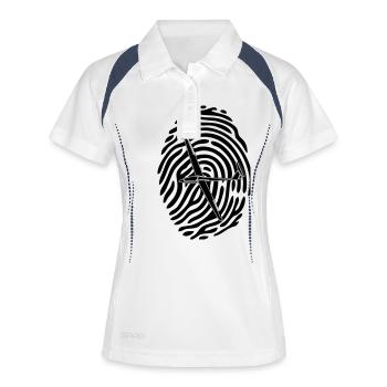 Segelflieger Geschenk flieschen Segelflugzeug - Frauen Polo atmungsaktiv - Weiß/Navy - Vorne