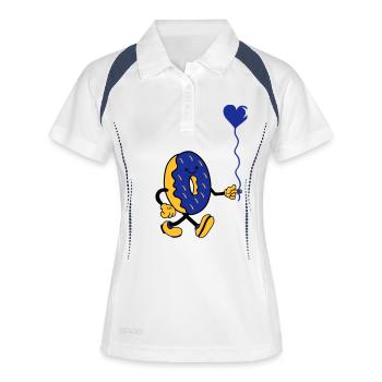 donut comic herz - Frauen Polo atmungsaktiv - Weiß/Navy - Vorne