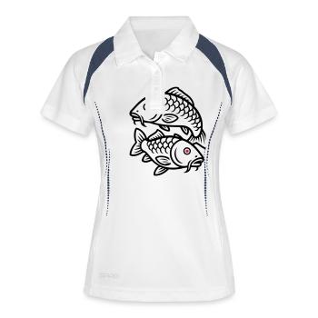 Karpfen Fische Symbol - Frauen Polo atmungsaktiv - Weiß/Navy - Vorne