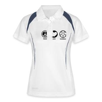 Peace Love Handball - Polo respirant Femme - blanc/marine - Devant