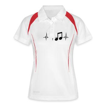 musique herzschlag puls fréquence signe fête m - Polo respirant Femme - blanc/marine - Devant