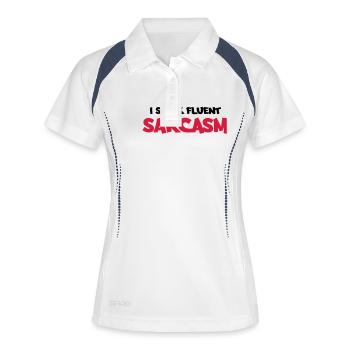 I speak fluent sarcasm - Frauen Polo atmungsaktiv - Weiß/Navy - Vorne