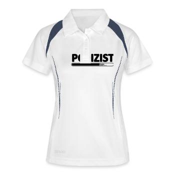 Polizist // Polizistin // Polizei //Polizeibeamtin - Frauen Polo atmungsaktiv - Weiß/Navy - Vorne