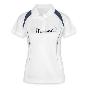 Krankenschwester - Frauen Polo atmungsaktiv - Weiß/Navy - Vorne