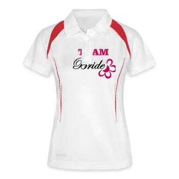 bride TEAM with flower - Frauen Polo atmungsaktiv - Weiß/Navy - Vorne