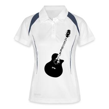 Gitarre - Musik - Frauen Polo atmungsaktiv - Weiß/Navy - Vorne