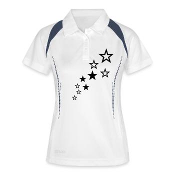 étoiles - Polo respirant Femme - blanc/marine - Devant