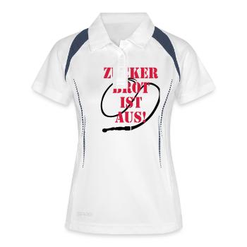 30 Zuckerbrot ist aus! Peitsche Spruch - Frauen Polo atmungsaktiv - Weiß/Navy - Vorne