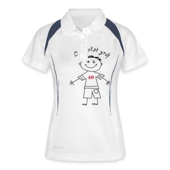 bin jetzt groß! OH - Frauen Polo atmungsaktiv - Weiß/Navy - Vorne