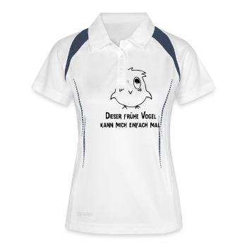 Dieser frühe Vogel kann mich mal lustiges Geschenk - Frauen Polo atmungsaktiv - Weiß/Navy - Vorne