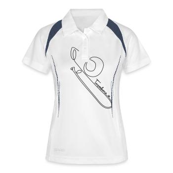 one line trombone - Frauen Polo atmungsaktiv - Weiß/Navy - Vorne
