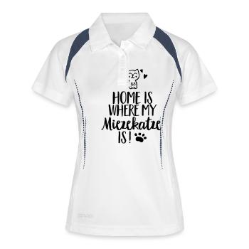 Home is where my Miezekatze is! - Katze - Haustier - Frauen Polo atmungsaktiv - Weiß/Navy - Vorne