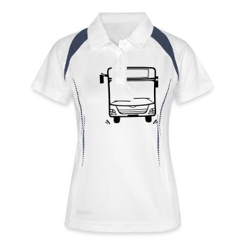 Linienbus ohne Text - Frauen Polo atmungsaktiv - Weiß/Navy - Vorne