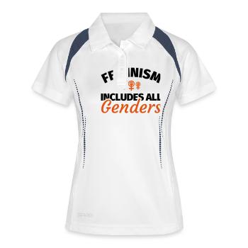 Feminismus Feminist Feministin cooler Spruch - Frauen Polo atmungsaktiv - Weiß/Navy - Vorne