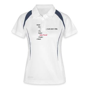 hello_world - Polo respirant Femme - blanc/marine - Devant