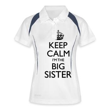 Keep Calm I'm The Big Sis - Frauen Polo atmungsaktiv - Weiß/Navy - Vorne