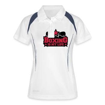 boxing_is_my_life_c2 - Frauen Polo atmungsaktiv - Weiß/Navy - Vorne