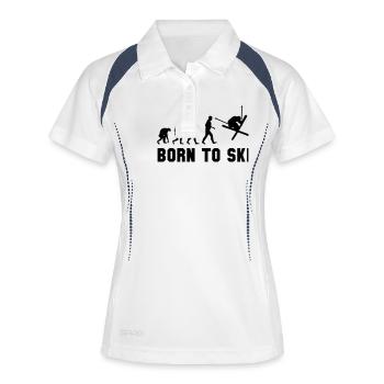 born to ski - Polo respirant Femme - blanc/marine - Devant