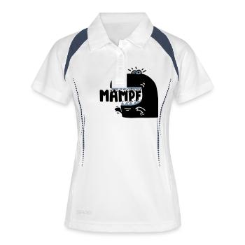 Super hungriger Mampf-T-Rex! - Frauen Polo atmungsaktiv - Weiß/Navy - Vorne