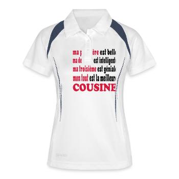 LA MEILLEURE COUSINE 111 - Frauen Polo atmungsaktiv - Weiß/Navy - Vorne