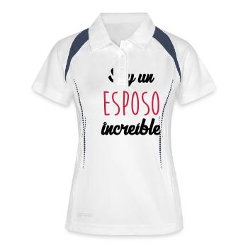 Marido Esposo Esposa Matrimonio Boba Mujer Amor - Frauen Polo atmungsaktiv - Weiß/Navy - Vorne