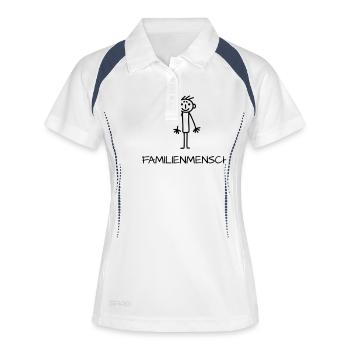 Strichmännchen Familienmensch - Frauen Polo atmungsaktiv - Weiß/Navy - Vorne