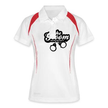 junggesellen abschied - Frauen Polo atmungsaktiv - Weiß/Navy - Vorne