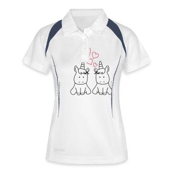 sweet_unicorns_in_love_2 - Frauen Polo atmungsaktiv - Weiß/Navy - Vorne