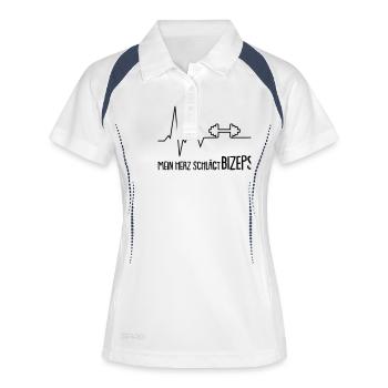 mein herz schlägt bizeps - Frauen Polo atmungsaktiv - Weiß/Navy - Vorne