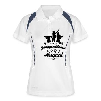 junggesellinnen abschied maedels - Frauen Polo atmungsaktiv - Weiß/Navy - Vorne