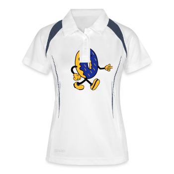 donut comic smile - Frauen Polo atmungsaktiv - Weiß/Navy - Vorne