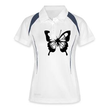 papillon - Polo respirant Femme - blanc/marine - Devant