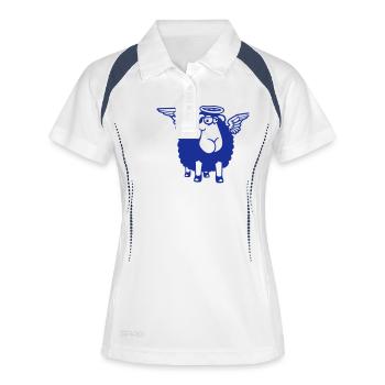 Schaf Engel Flügel Himmel Heiligenschein Heilig - Frauen Polo atmungsaktiv - Weiß/Navy - Vorne
