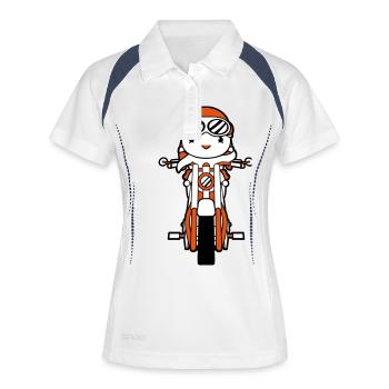 oiseau moto conduite motard motocycliste hobby - Polo respirant Femme - blanc/marine - Devant